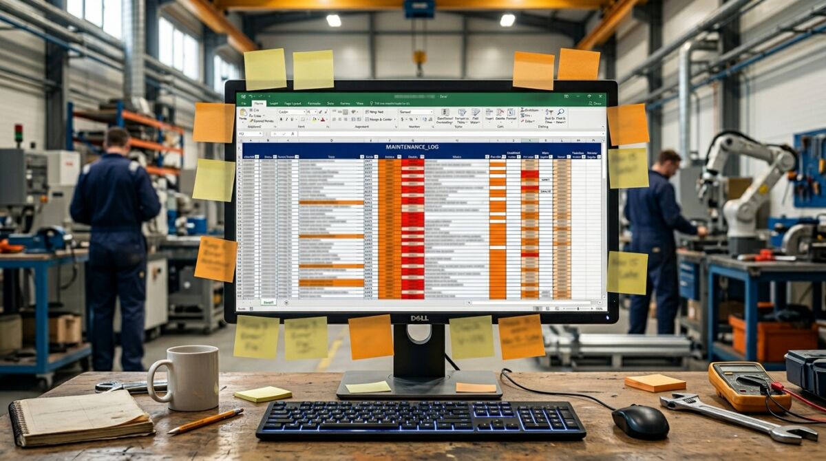 Feuille Excel surchargee de suivi de maintenance