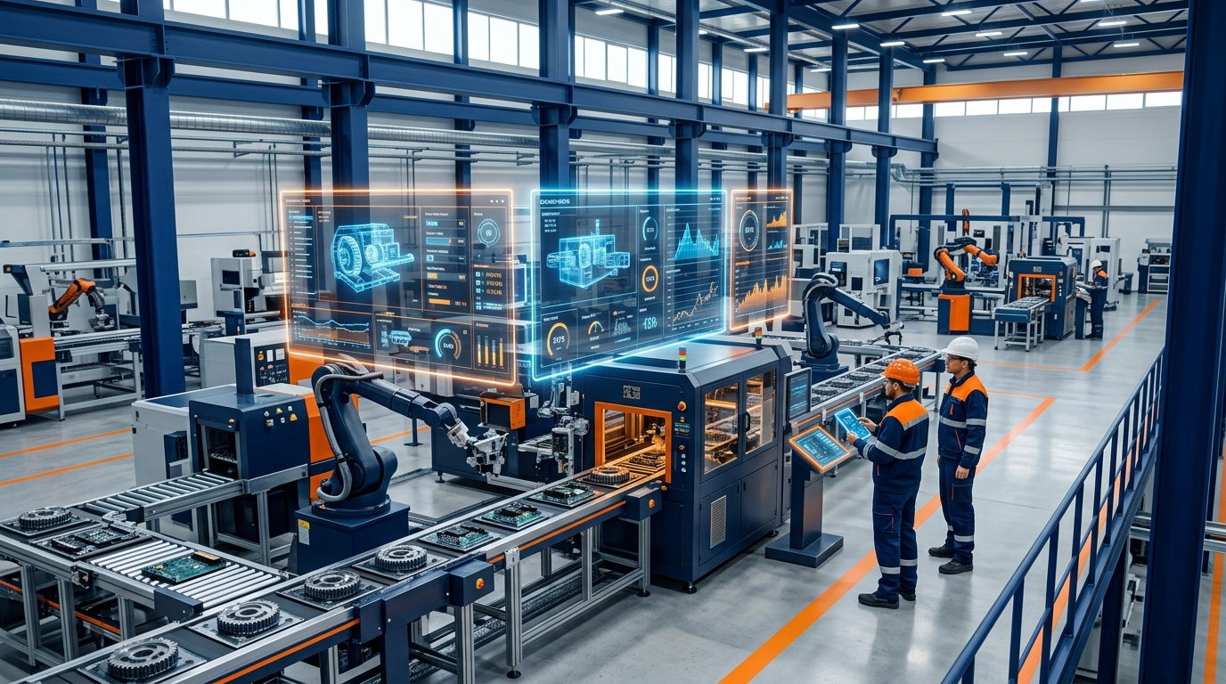 Equipements critiques surveilles dans une usine, supervision holographique