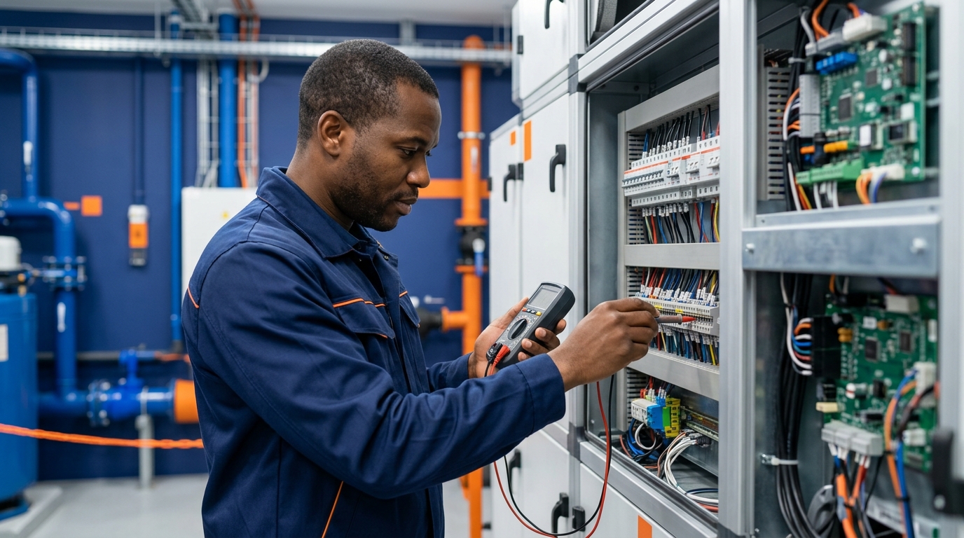 Agent technique municipal assurant la maintenance d'un équipement public