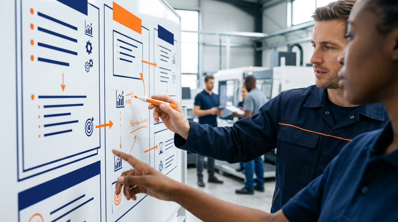 Équipe définissant ses objectifs d'amélioration de la maintenance