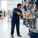 Technicien realisant une reparation durable sur un equipement