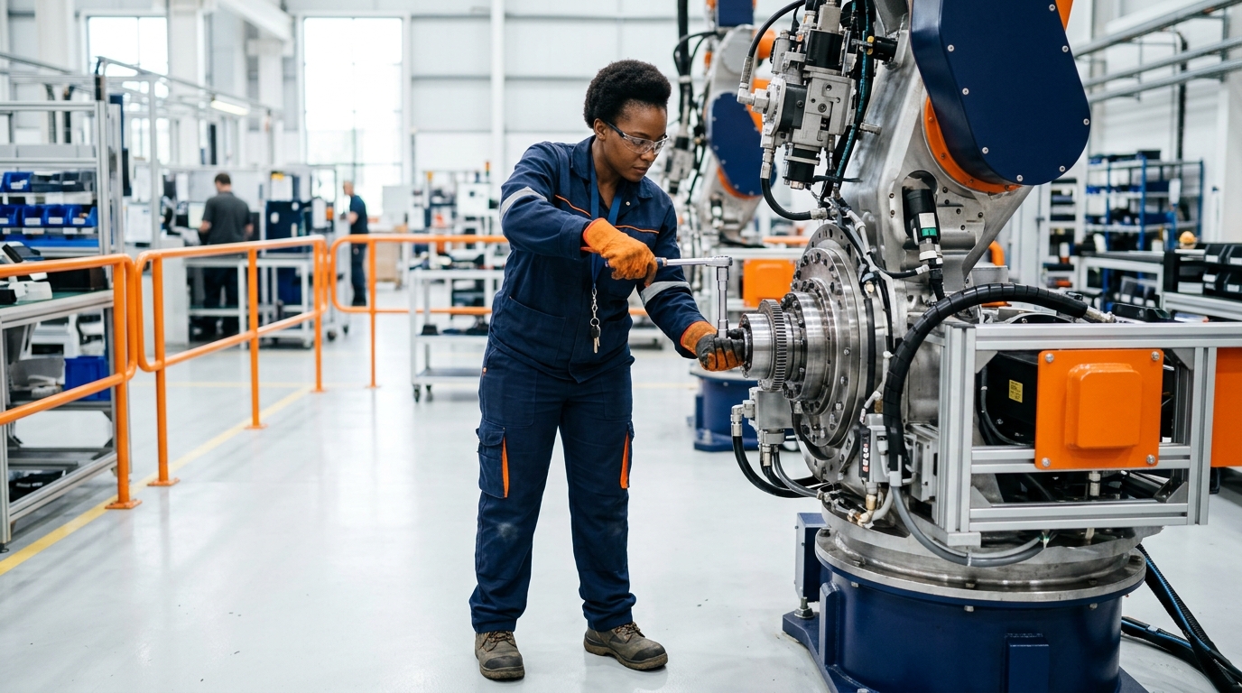 Technicien realisant une reparation durable sur un equipement